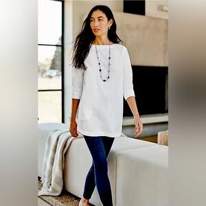 White J.Jill Pleated-Back Tunic NWT